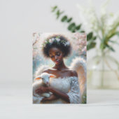 Afro Engel mit Lamm Postkarte (Stehend Vorderseite)