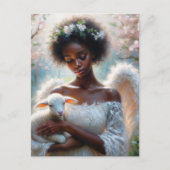 Afro Engel mit Lamm Postkarte (Vorderseite)