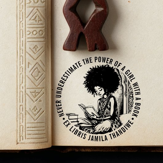 Afro Feminist "Power eines Mädchens" Library Buchz Gummistempel