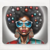 Afro Frau elegante und bizarre Urlaubsstimmung Mousepad (Vorne)
