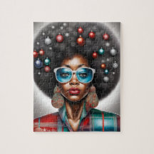 Afro Frau elegante und bizarre Urlaubsstimmung