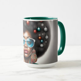 Afro Frau elegante und bizarre Urlaubsstimmung Tasse