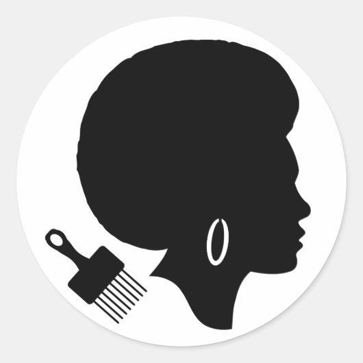 AFRO FRAU IN SCHWARZ UND WEISS RUNDER AUFKLEBER (Vorderseite)
