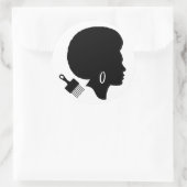 AFRO FRAU IN SCHWARZ UND WEISS RUNDER AUFKLEBER (Tasche)