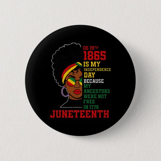 Afro-Frau Juneteenth-Design mit historischem Befre Button (Vorderseite)