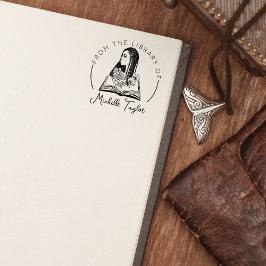 Afro Frau mit Blume, Buch aus der Bibliothek von Gummistempel