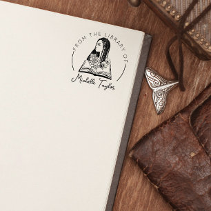 Afro Frau mit Blume, Buch aus der Bibliothek von Gummistempel