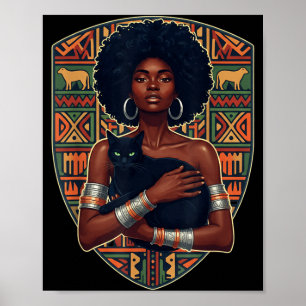 Afro-Frau schwarze Katze afrikanische Kunst Melani Poster