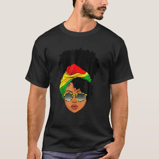 Afro Frauen Kopftuch Nubian Melanin Popping Black T-Shirt (Vorderseite)