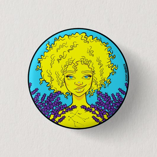 Afro Gemini Girl Button (Vorderseite)