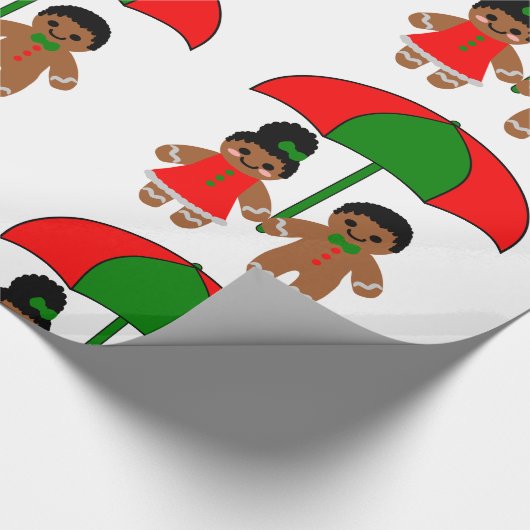 Afro Gingerbrot Mann Weihnachtsgeschenk-Packpapier Geschenkpapier (Ecke)