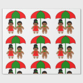 Afro Gingerbrot Mann Weihnachtsgeschenk-Packpapier Geschenkpapier (Flach)