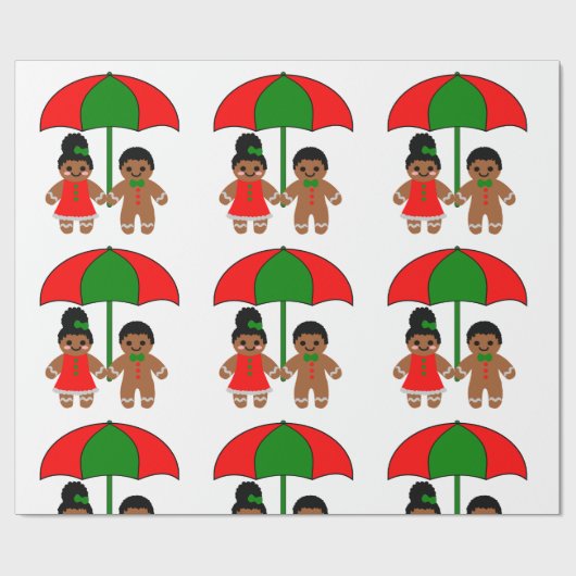 Afro Gingerbrot Mann Weihnachtsgeschenk-Packpapier Geschenkpapier (Flach)