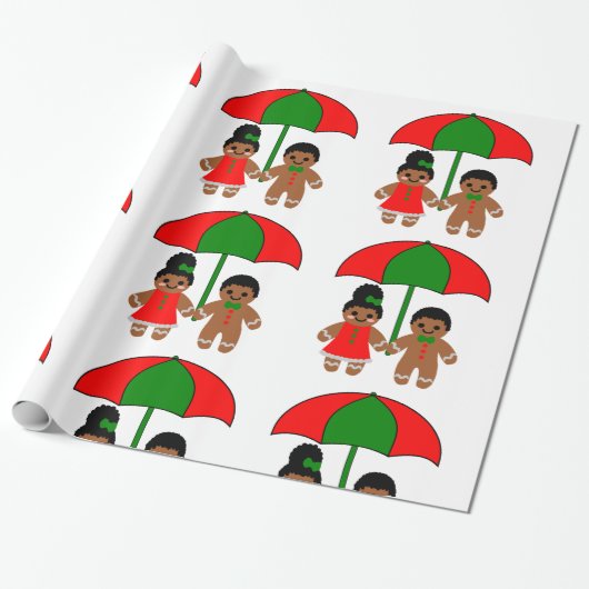 Afro Gingerbrot Mann Weihnachtsgeschenk-Packpapier Geschenkpapier (Ungerollt)