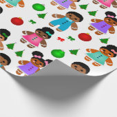 Afro Gingerbrot Weihnachtsjunge und Mädchen Kinder Geschenkpapier (Ecke)