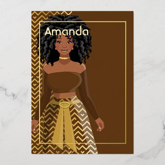 Afro Girl Birthday Party Einladung (Vorderseite)