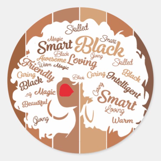 Afro Girl Black Runder Aufkleber (Vorderseite)