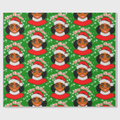Afro Girl Christmas, Black Woman, Melanin Queen Geschenkpapier (Flach)