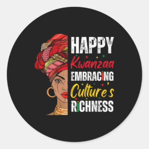 Afro Girl Happy Kwanzaa American Heritage Runder Aufkleber