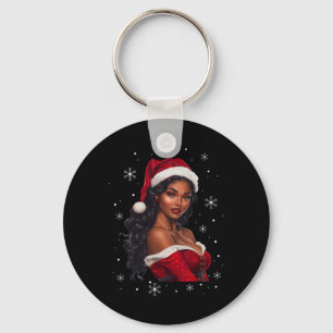 Afro Girl Melanin Santa Claus Chr Schlüsselanhänger