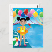 Afro Girl mit Popsikel Postkarte (Vorne/Hinten)