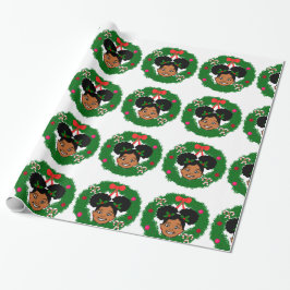 Afro Girl Puffs Weihnachtswrapping Paper Geschenkw Geschenkpapier