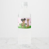 Afro Girl Safari Baby Dusche Wasserflaschen Labels Wasserflaschenetikett (Vorderseite)