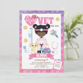 Afro Girl Vet Geburtstagsparty Einladung (Stehend Vorderseite)