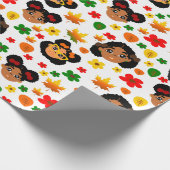 Afro Girls Fall Herbst Thankgiving Wrapping Paper Geschenkpapier (Ecke)