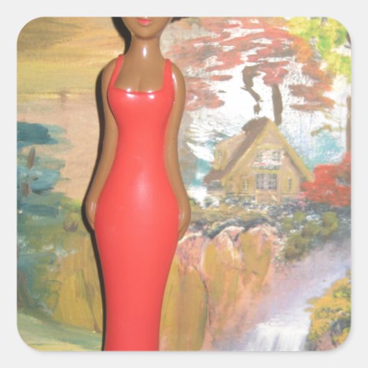 Afro Glam: Eine zeitlose Schönheit Quadratischer Aufkleber (Vorderseite)