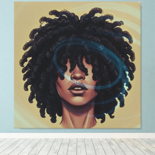 Afro Glow Canvas – Modern Black Art Leinwanddruck (Insitu (Holzboden))