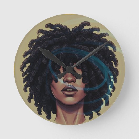 Afro Glow Round Wall Clock Runde Wanduhr (Vorderseite)