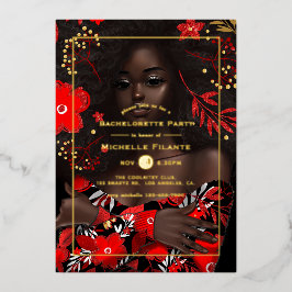 Afro Gold Foil Weihnachtsfest Junggeselinnen-Absch Folieneinladung
