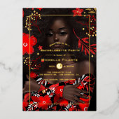 Afro Gold Foil Weihnachtsfest Junggeselinnen-Absch Folieneinladung (Vorderseite)