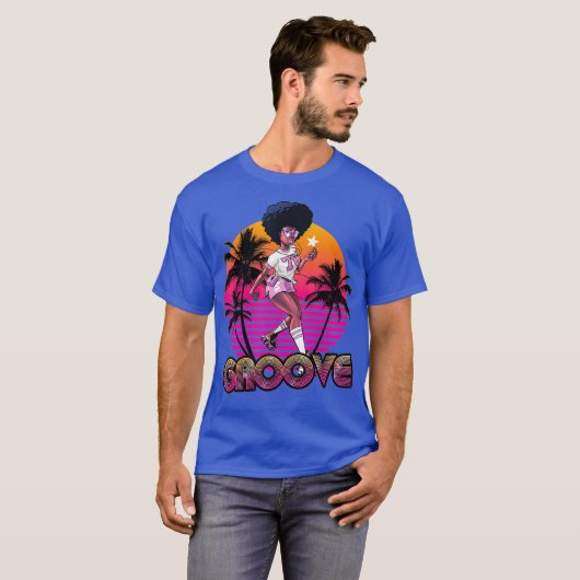 Afro Groove Roller Skate Retro 80er 70er Disco T-Shirt (Vorne ganz)