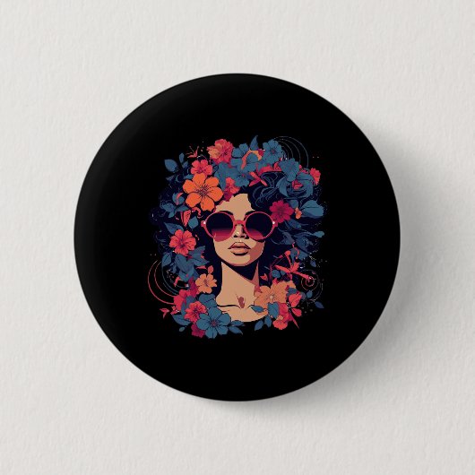 Afro-Haar Natürlich Schwarze Geschichte Stolz Schw Button (Vorderseite)
