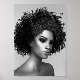 Afro Hair 3D Illustration Poster