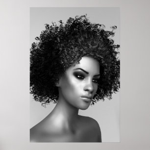 Afro Hair 3D Render Poster