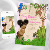 Afro Hair Baby Girl Safari Babydusche Einladung