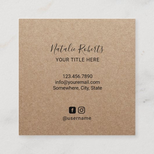 Afro Hair Beauty Girl Fashion Stylist Rustic Kraft Quadratische Visitenkarte (Rückseite)