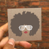 Afro Hair Beauty Girl Fashion Stylist Rustic Kraft Quadratische Visitenkarte