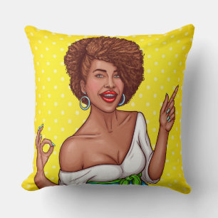 Afro Hair Black Woman Throw Kissen