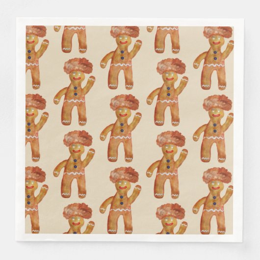 Afro Hair Gingerbread Man Tasse Napkins Serviette (Vorderseite)