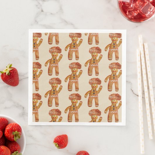 Afro Hair Gingerbread Man Tasse Napkins Serviette (Beispiel)