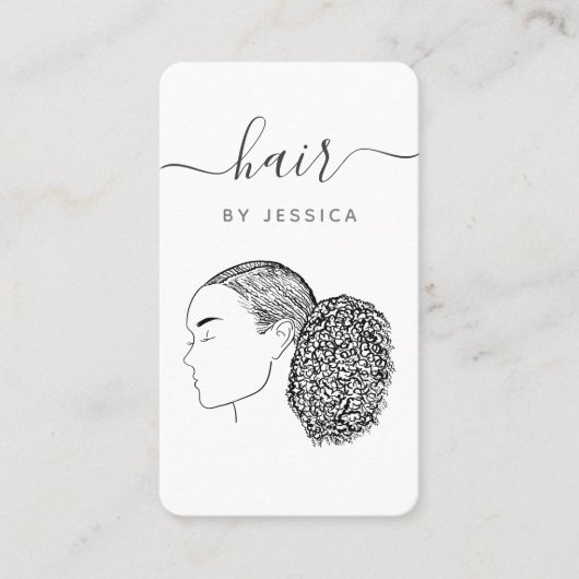 Afro Hair Girl Haarstylist Frisör-Salon-Logo Visitenkarte (Vorderseite)
