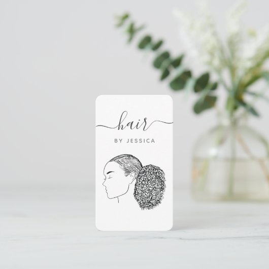 Afro Hair Girl Haarstylist Frisör-Salon-Logo Visitenkarte (Stehend Vorderseite)