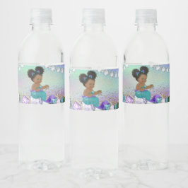 Afro Hair Jewel Mermaid Babydusche Wasserflaschenetikett
