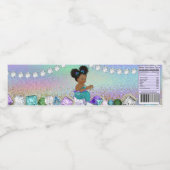 Afro Hair Jewel Mermaid Babydusche Wasserflaschenetikett (Einzelnes Label)