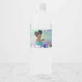 Afro Hair Jewel Mermaid Babydusche Wasserflaschenetikett (Vorderseite)