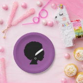 Afro Hair Lila Pappteller (Party)